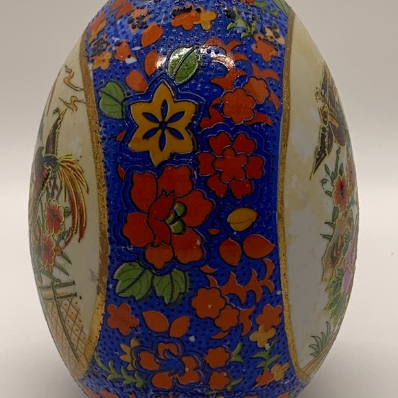 Vintage Mid Century Chinese Porcelain Hand Painted SATSUMA Egg - Picture 3 of 9